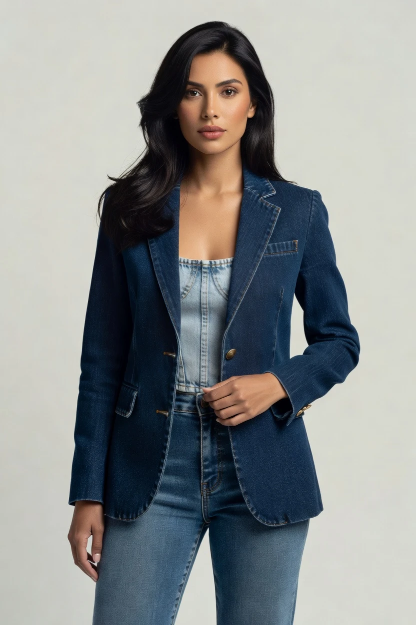 Denim OOTD · click-driven setup