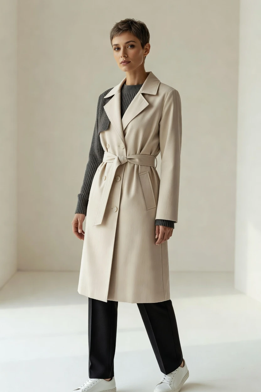 Petite model, clean campaign shot