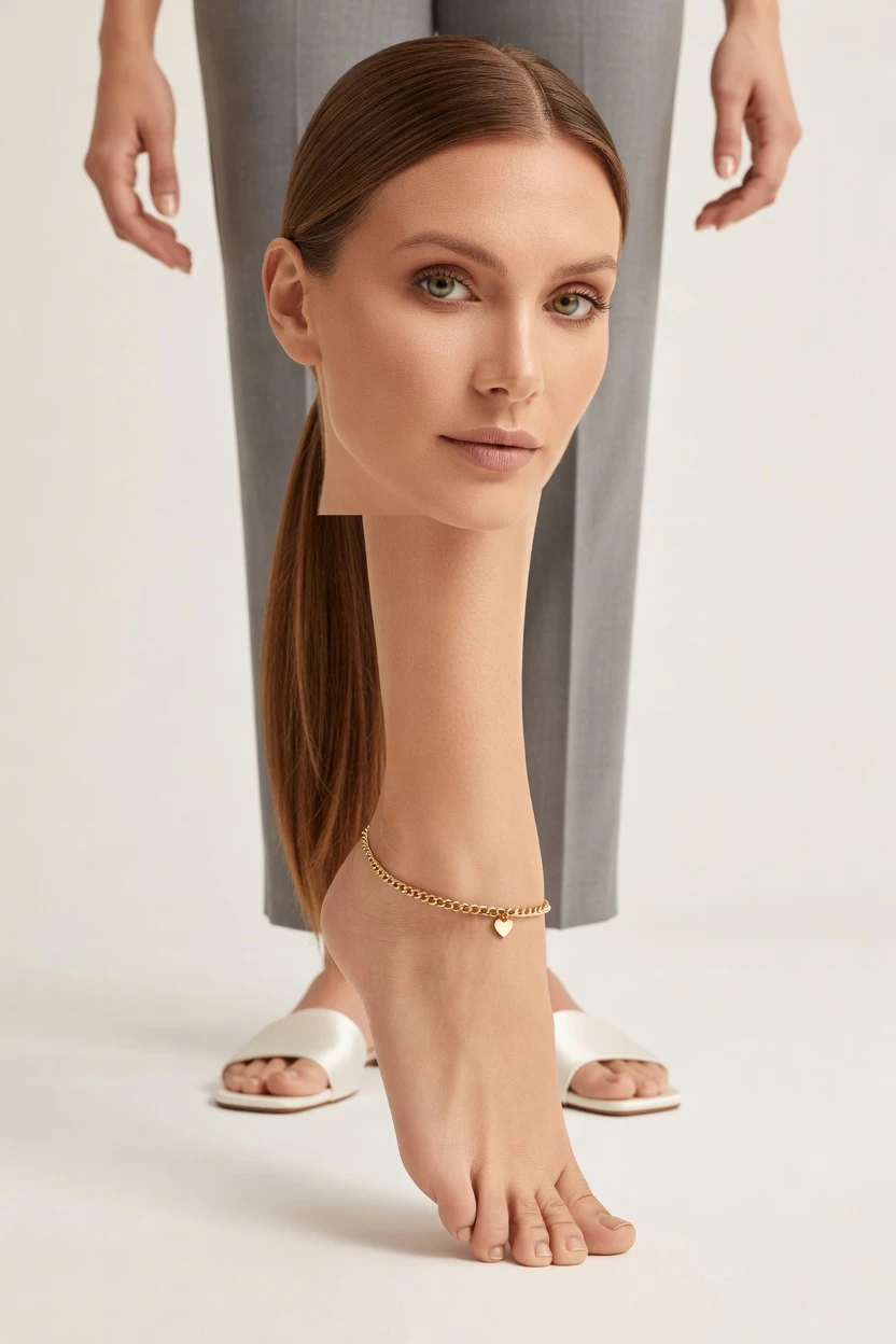 Chain anklet on-model still