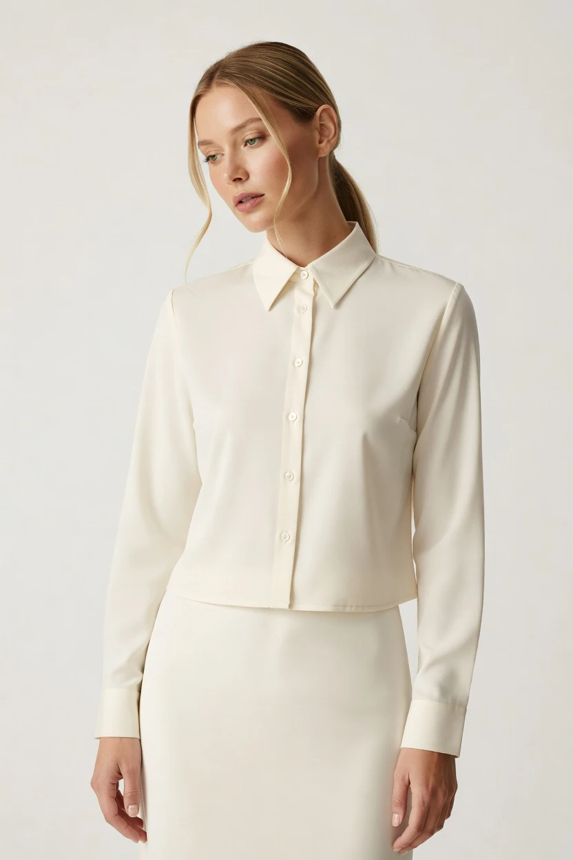 Blouse on-model, studio-clean