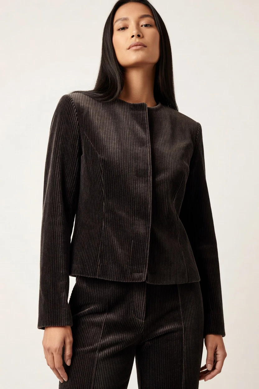 On-model corduroy campaign shot