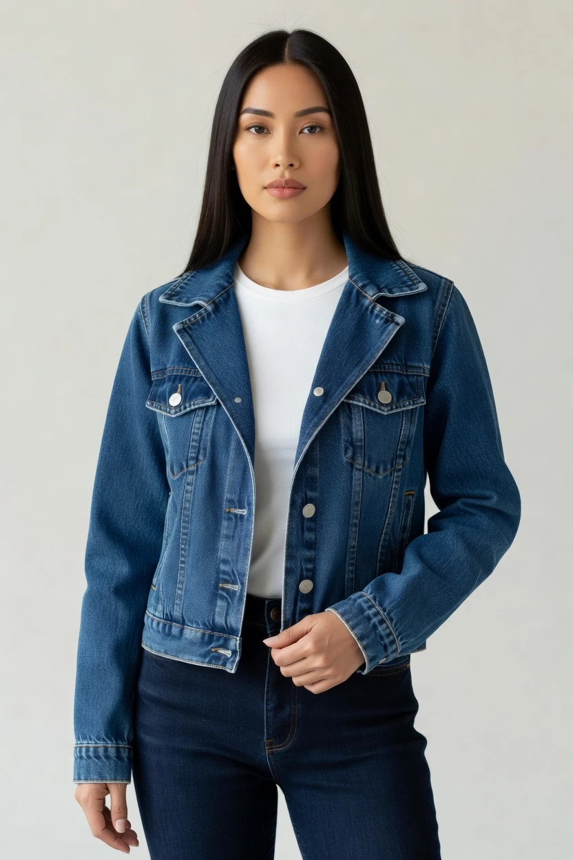On-model denim jacket preview