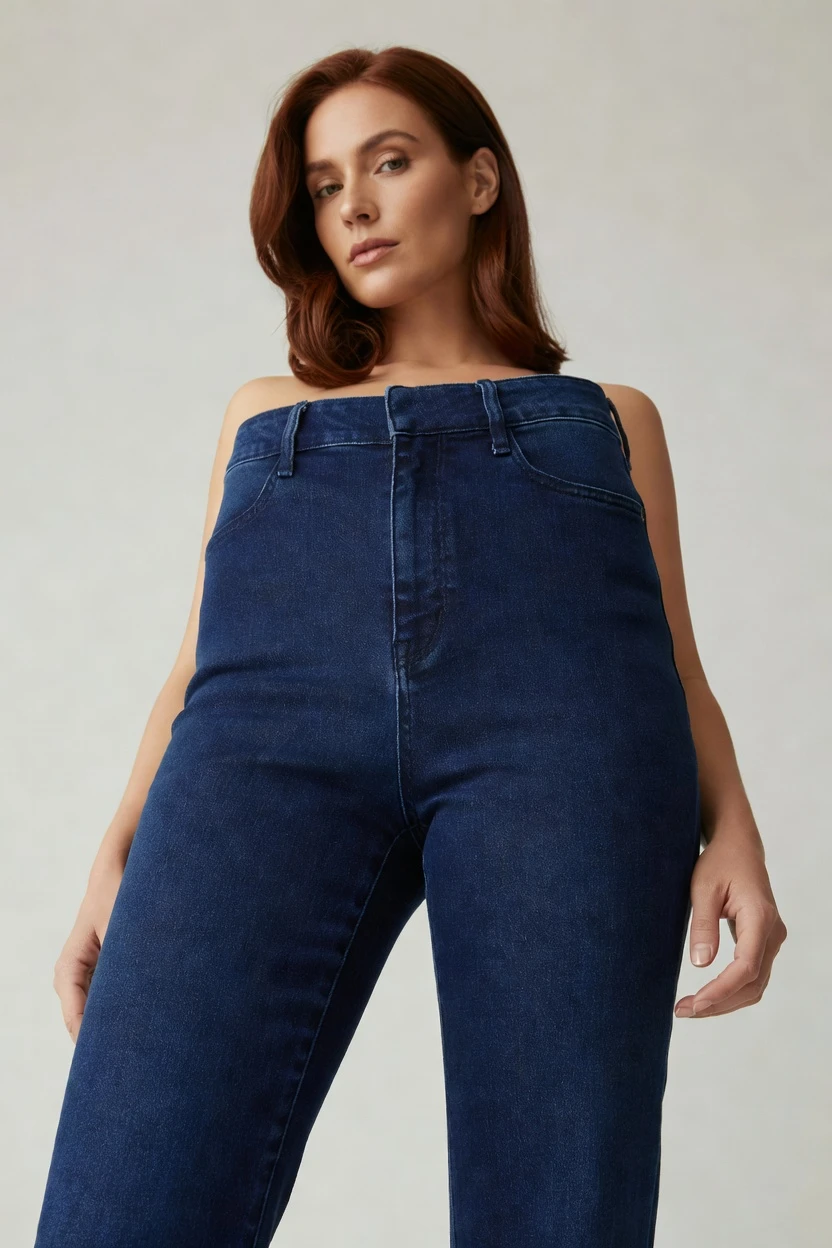 On-model jeans torso crop