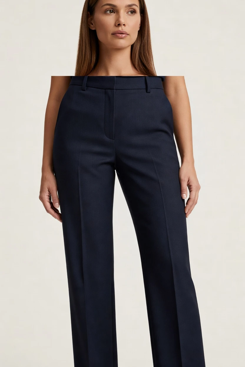 Suit trousers, catalog-grade framing