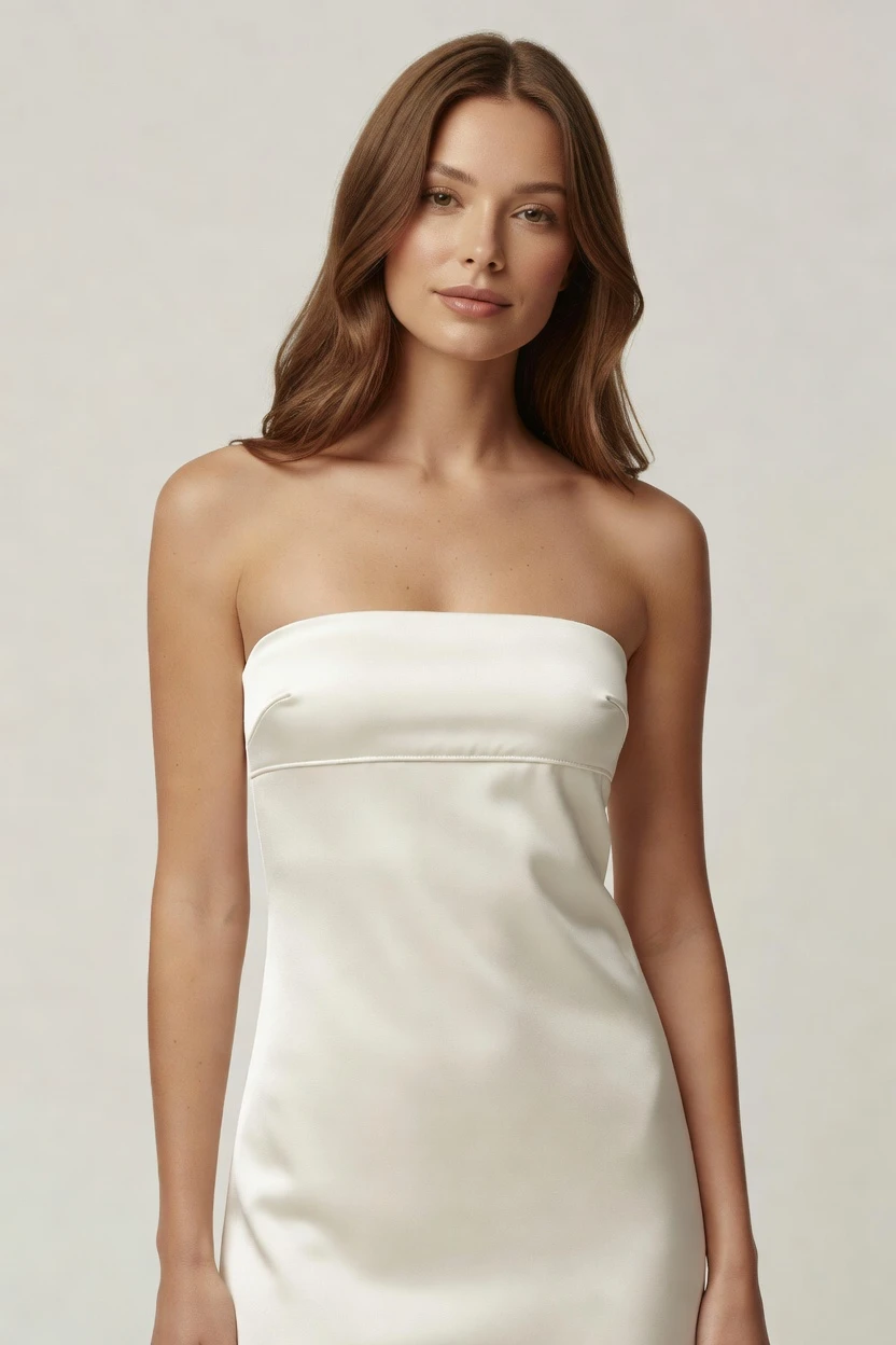 Tube top, catalog gloss look