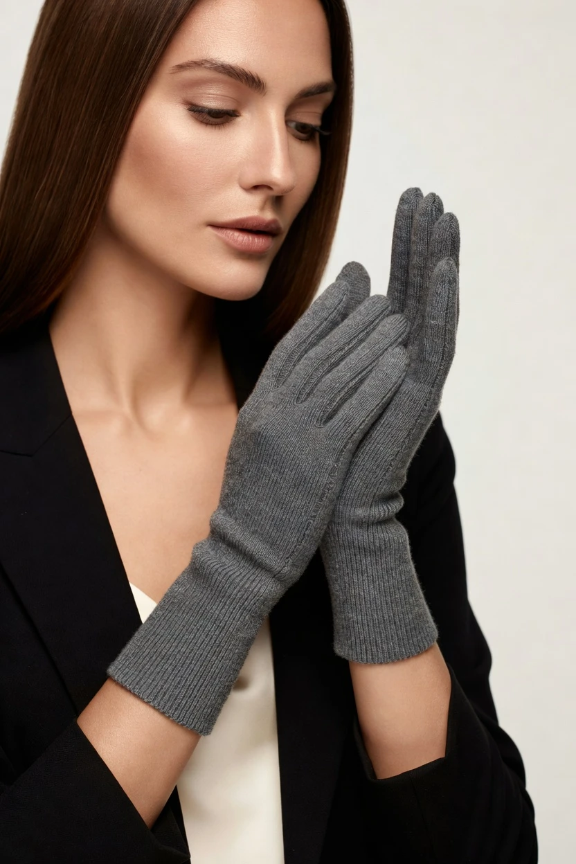 Campaign-gloss gloves on-model
